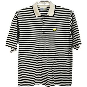 Slazenger Augusta National Golf Shops Masters Men's L‎ Ivory Black Striped Shirt